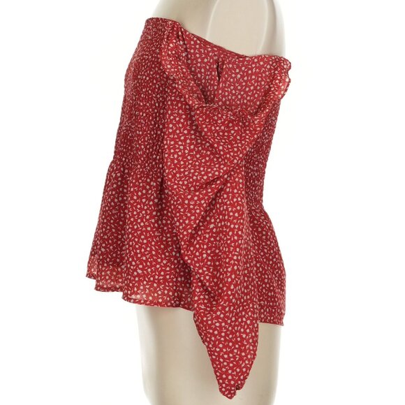 Madewell womens offshoulder blouse tops red size 2 - Picture 3 of 4
